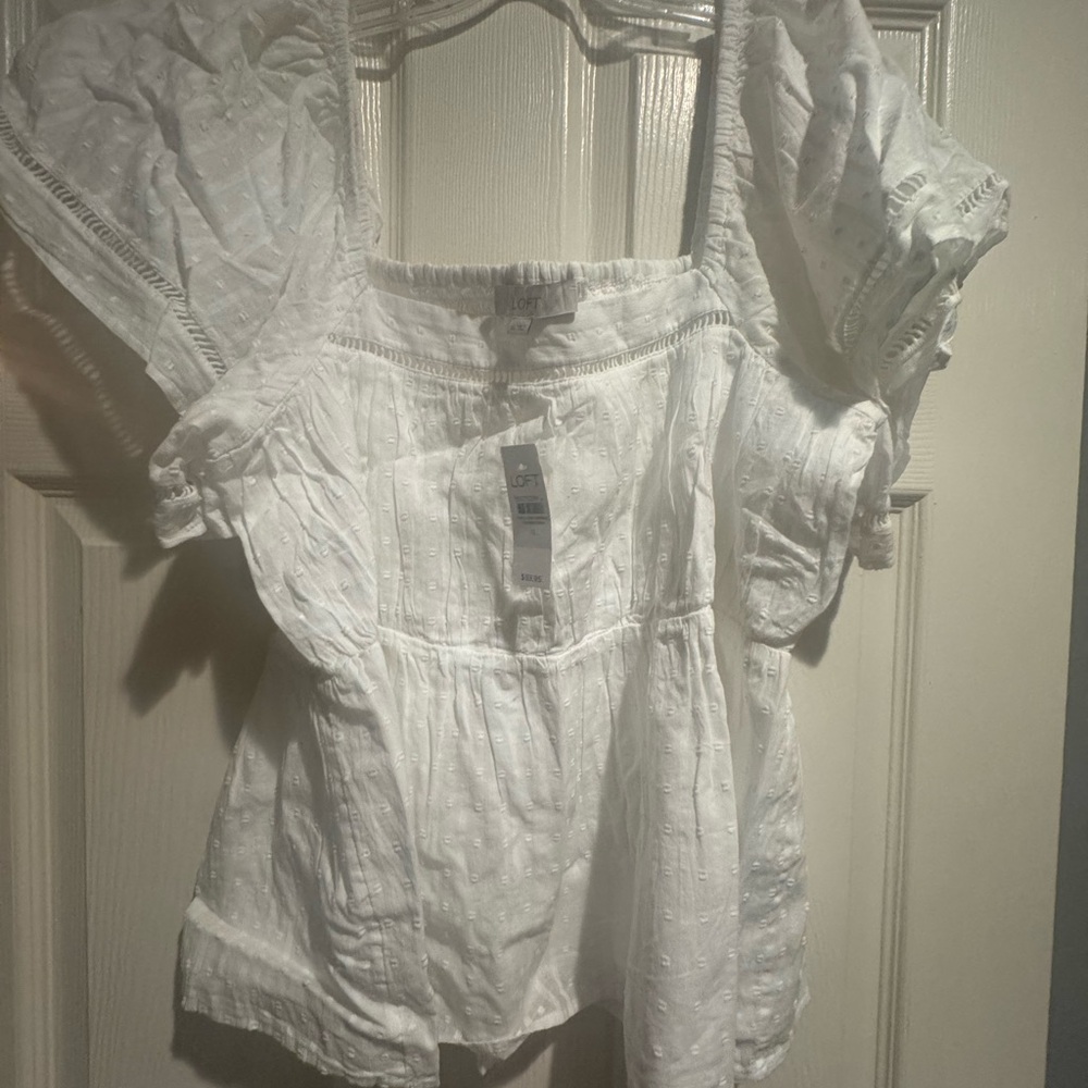LOFT White Textured Blouse